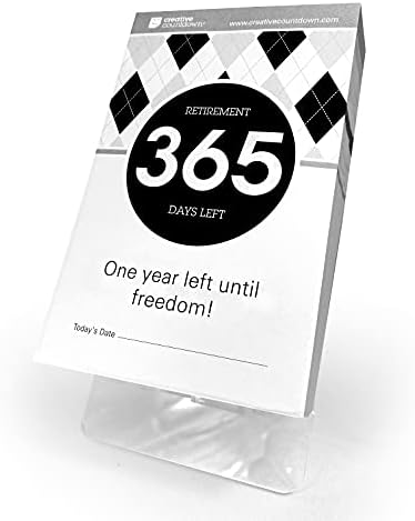 Retirement Count Down Calendar - 5.75"x3.75" - Black and White Tear Off Countdown Desk Calendar (White and Black, 1 yr (365)-Day Retirement) by CreativeCountdown