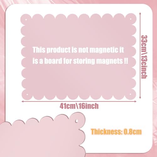 Gueevin 3pack Magnetic Board for Wall 16.1" x 13" Magnet Bulletin Board to Display Scalloped Magnetic Letters, Numbers, Notes for Refrigerator, Cubicle, Cabinet, Come with Tapes and Screws(Pink) - Image 3