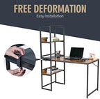 UNICOO® 3 Combination L Shaped Corner Desk with Shelves, Computer Desk with Drawers, Home Office Writing Study Bookshelf Desk Combo, Multi-Function 4 Tier Reversible Storage Bookshelf (XJH-2402) - Image 5