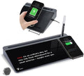 TOWON Glass Desk Whiteboard 16x7 in, Wireless Charger and Storage, Black by TOWON