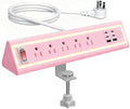 Desk Clamp Power Strip with Nightlight, 40W Fast Charging, 10FT Extension Cord, 4x20W USB-C & 2 USB Ports, 5 AC Outlets, Fits 1.69-Inch Table Edges by NYYTGE