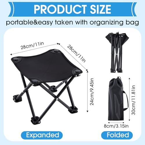 Ripeng 4 Pcs Portable Airplane Travel Foot Rest, Folding Camping Stool, Under Desk Foot Rest at Work for Long Flight, Home and Office Outdoor Hiking Fishing with Carry Bag (Black) - Image 3