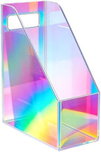 Acrylic Magazine Rack Desk File Holder Organizer for Office Desktop Vertical Magazine Storage Box, 12 x 10 x 5'', Iridescent by Mutellstory