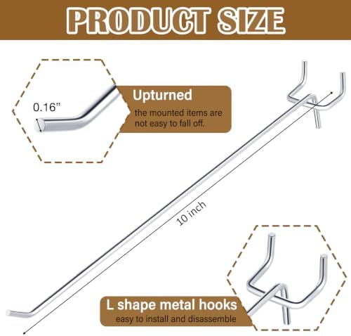 Shimeyao 200 Pcs Peg Board Hooks Stainless Steel Pegs,10 Inch,Silver - Image 3