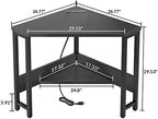 Armocity Corner Desk Small Desk with Outlets Corner Table for Small Space, Computer Desk with USB Ports Triangle Desk with Storage for Home Office, Workstation, Living Room, Bedroom, Black - Image 3