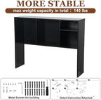 Briwooody Dorm Desk Hutch Desktop Bookshelf for College Office, Black - Image 5