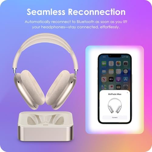 Headphone Charging Station for AirPods Max 1 & 2 - Magnetic Charger Dock with Lightning & USB-C Connectors, LED Indicator, Easy Drop-in Charging (Starlight) - Image 5