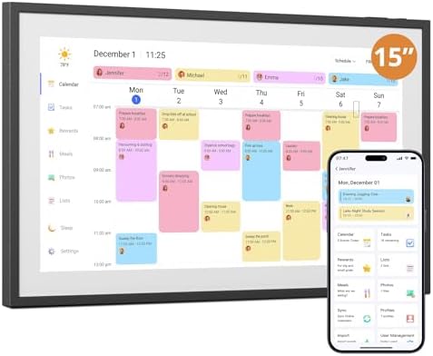 Digital Wall Calendar 15.6 Inch – Interactive Touch Screen Electronic Calendar & Smart Family Hub with Cross-Device Sync, Schedules Reminders, Chore Chart, Rewards & Photo Display by DragonTouch