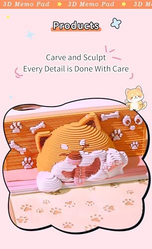 3D Memo Pad, 3D Calendar 2027, Time Piece Calendar, Tear-Off Calendars 2027, 3D Paper Carving Art Memo Pad, Art Carving Sticky Notes for Office Home Gifts Ornaments (Corgi) - Image 4
