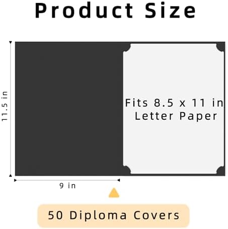 HAUTOCO 50 Pcs Certificate Holders, Black Diploma Folders Document Covers with Gold Foil Border for Letter Size 8.5x11 Cardstock, Award, Graduation - Image 2