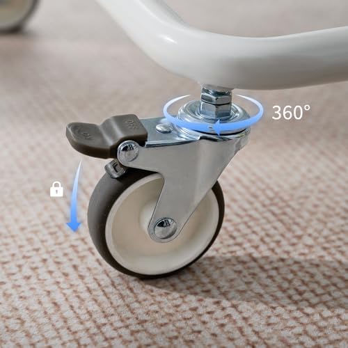 3 Tier Rolling Cart Metal Heavy Duty Utility Cart with Silent Caster Lockable Wheels Multi-Functional Organization Carts Storage Trolley with Mesh Shelves for Office Kitchen Living Room white - Image 3