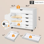 DEVAISE 5 Drawer Wood Storage Cabinet, Office Drawer Cabinet, White - Image 3