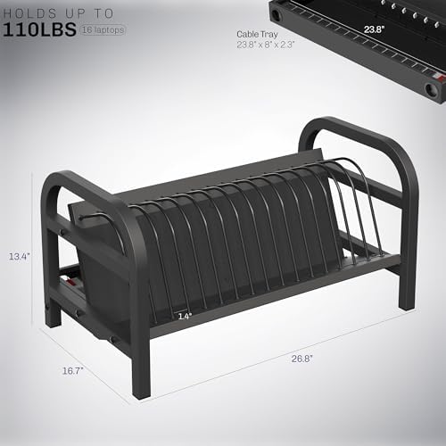 VIVO Black 16-Bay Laptop Open Charging Station, Stand-LAPC3 - Image 3