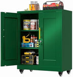 GAIOUS Metal Storage Cabinet with Lock and Wheels, Steel Office Cabinet with 2 Door and 2 Adjustable Shelves, 35” Tall Lockable File Cabinet, Garage Cabinet, Rolling Cabinet for Home Office - Green by GAIOUS