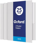 Oxford Twin-Pocket Folders, Textured Paper, Letter Size, White, Holds 100 Sheets, Box of 25 (57504EE) by Oxford