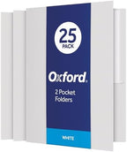 Oxford Twin-Pocket Folders, Textured Paper, Letter Size, White, Holds 100 Sheets, Box of 25 (57504EE) by Oxford