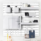 Pegboard Combination Kit for Wall Organizer, Wall Mounted Peg Board Kits for Kitchen, Bedroom, Office, &Bathroom, 4 Pieces White Pegboards and 14 Accessories, 22" x 22" by RIVTUNTOOLS