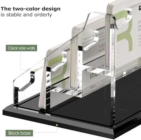SANRUI Acrylic Black Business Card Holder Clear Desk Display Stand 6 Slot - Image 3
