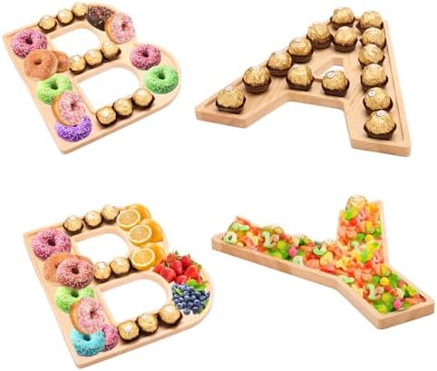 4PCS Charcuterie Letters 12” Fillable Cardboard Letters “Baby” Tray for Baby Shower, Wood Cupcake Chocolate Candy Dessert Decorative Tray (Baby-Wooden) - Image 6
