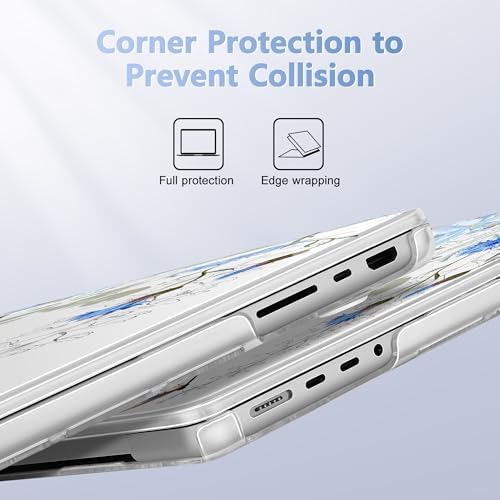 May Chen for 2026 MacBook Pro 14-inch M5 M4 M3 M2 M1 Pro/Max Chip, Release 2026 2025-2021, Model A3427 A3426 A3434 A3112 A3401 A3185, Plastic Hard Shell with Keyboard Cover, Blue Flowers - Image 3