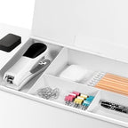 Glass Desktop Whiteboard with Storage 15" x 7" Desk Dry Erase Board with Marker & Eraser Compact Desk Organizer Computer Keyboard Stand Desk Board Buddy for Office, Home, School - Image 6