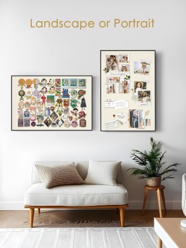 Lightomorrow Bulletin Board 40 x 30 inches, Oatmeal White Pin Board Vision Board, Black Aluminum Framed Fabric Cork Board with 10 Push Pins, Black Framed - Image 3
