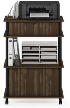 Furinno Turn-N-Tube Printer Stand with Storage, 4-Tier Printer Table with Wheels, Closed Cabinets, Large Printer Stand for CPU, Office Supplies, Home Office, Brown Walnut - Image 4