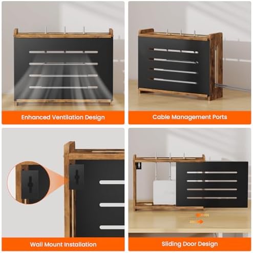 Homode Wooden WiFi Router Box Hider, Wall Mount Router Shelf - Image 4