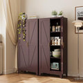 COFaR 61" Metal Storage Cabinet with Doors and Adjustable Shelves, Tall Pantry Cabinet Freestanding Kitchen Pantry Storage Cabinet, Steel Cupboard for Bathroom, Living Room & Office, Reddish Brown by COFAR