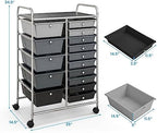 Giantex 15 Drawers Rolling Cart, Classroom Organizers, Storage Cart with Wheels, for Teacher Office Home School Supplies Tool Craft Art Paper - Image 3