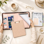 Leather Padfolio Portfolio with Clipboard Storage, Removable 3 Ring Binder 1 Inch Zipper Binder, Document Organizer for Women Men with Notepad, 5 Pocket Dividers, Pen Holder, Rose Gold - Image 2
