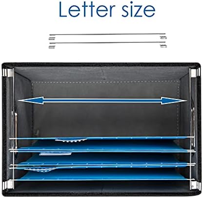 PRANDOM File Organizer Box - Set of 4 Collapsible Decorative Linen Filing Storage Hanging File Folders with Lids Office Cabinet Letter Size Black (14x9.3x10.8 inch) - Image 5