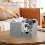 Nightstand Organizer with Tissue Holder,PU Leather Square Tissue Box Cover - Image 6