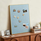 SELEAD Linen Bulletin Board 30” x 20” - Golden Aluminum Frame, Teal Fabric - Image 4