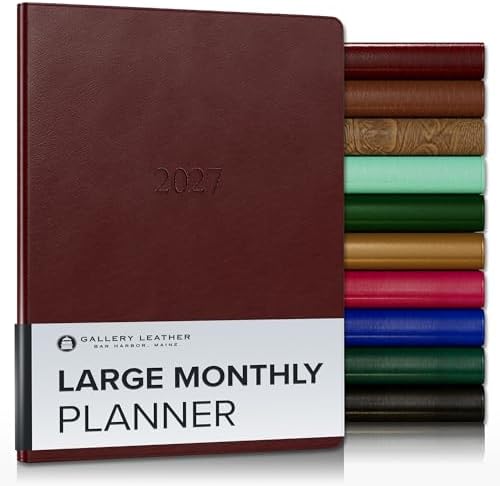 Gallery Leather Large Monthly Planner 2026-2027 Tremont Garnet by GalleryLeather