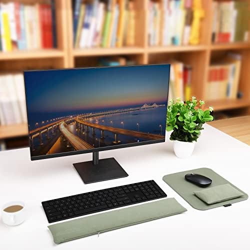 Large Mouse Pad Wrist Support Set, Bean Bag Mouse and Keyboard Wrist Rest Filled Ergo Beads, Easy Typing Gaming Home Office (Light Army Green) - Image 6