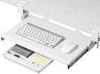 ETHU Small Keyboard Tray Under Desk with Metal Rail, 19.7x11.8", White by ETHU