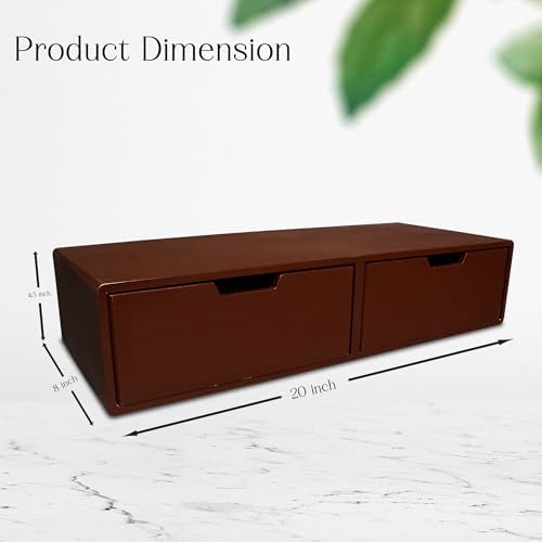 Wooden Desk Organizer with 2 Drawers – Handcrafted Solid Wood Storage Box for Office, Home & Study – Rustic Desktop Organizer for Files, Accessories & Stationery (STYLE 2, DARK BROWN) - Image 3