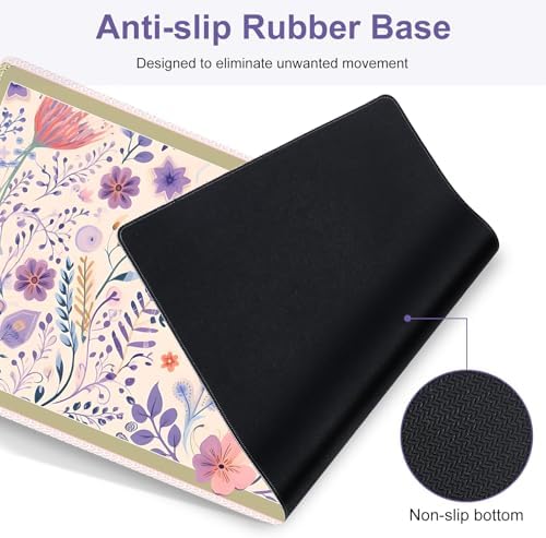 Cute Desk Mat, 4in1 Large Mouse Pad with Wrist Rest, Desk Matt for Desktop, Deskpad Mat, Anti-Slip XXL Computer Ergonomic Mousepad with Wrist Support for Keyboard and Mouse I Retro Purple Floral - Image 7