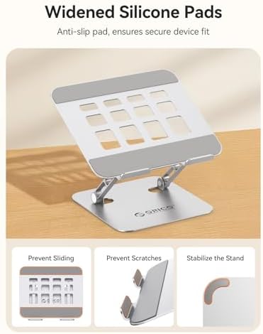 ORICO Ergonomic Laptop Stand for Desk, Height Adjustable Riser, ST11-Silver - Image 5