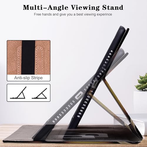 Case for Kindle Fire HD 10 & 10 Plus Tablet (13th/11th Generation, 2023/2021 Release) 10.1" - PU Leather Flip Case with Elastic Band & Card Slots/Holder, Multi-Angle Stand Cover - Metallic Flower - Image 3