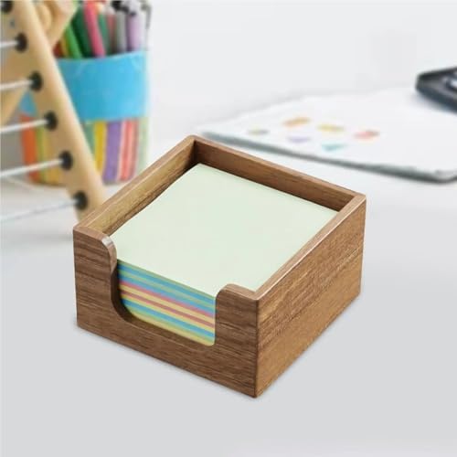 2pcs Acacia Wood Sticky Note Holder for Desk, Rustic Business Card Box Dispenser - Image 2