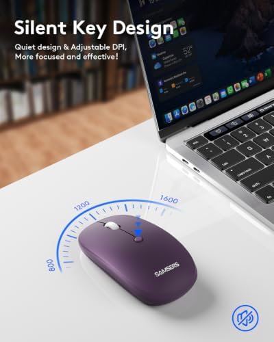 Foldable Keyboard and Mouse, Samsers Folding Bluetooth Keyboard Combo, 2.4G + BT5.0 x 2, Full-Size Portable Travel Keyboard & Rechargeable Wireless Mouse for Windows Android iOS Mac OS, Misty Purple - Image 4