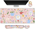 Large Gaming Mouse Pad Set, Adorable Style 4 in1 Ergonomics Keyboard Desk Mat with Memory Foam Wrist Rest, Extended Game Mousepad, Non-Slip Desk Pad Matt Easy Typing Pain Relief I Pink Girly by NXZGO