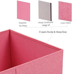 HOONEX Linen Foldable Storage Bins with Lids, 2 Pack, Storage Boxes with Carrying Handles and Sturdy Heavy Cardboard, 16.5" L x 11.8" W x 7.5" H for Shoes, Books, Clothes, Nursery, Pink - Image 3
