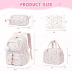 4PCS Corduroy Backpack for Girls with Leakproof Bento Box - Image 2