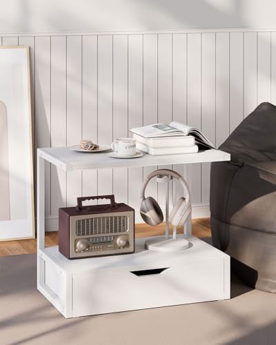 IBUYKE 2 Tier Desktop Printer Stand with Storage Drawer TLJ015W - Image 7