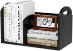 100% Solid Wood Adjustable Desktop Bookshelf, Retro Tabletop Book Shelf File Holder, Vertical Bookshelf Divider Desk Shelf for Home School Office Organization, Perfect for Books Magazine (Black) by Soultopxin