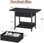 Printer Stand with Drawer, 2-Tier Printer Table with Locking Wheels, Under Desk Rolling Table Cart for Home Office, Fit Fax Machine Scanner, Black - Image 6