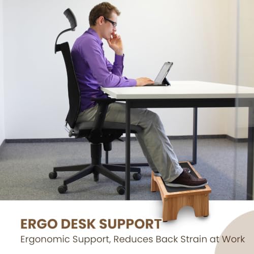 StrongTek Ergonomic Wooden Foot Stool Under Desk, 3 Angles, Non-Slip - Image 5